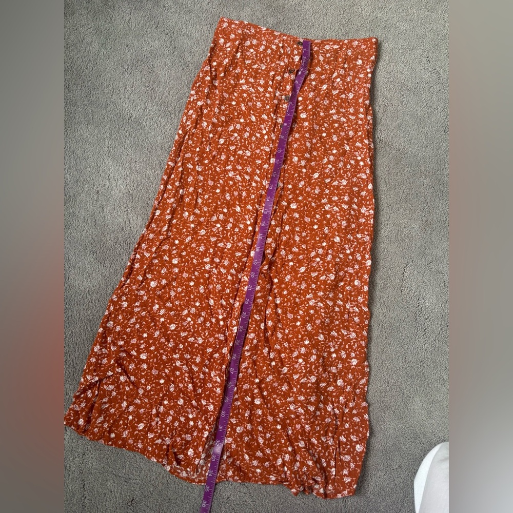 NWOT Wild Fable Vibrant Orange Floral Maxi Skirt - Picture 6 of 8